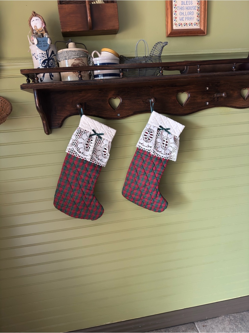 Vintage Charles Craft Quilted Christmas Stockings Set of 2